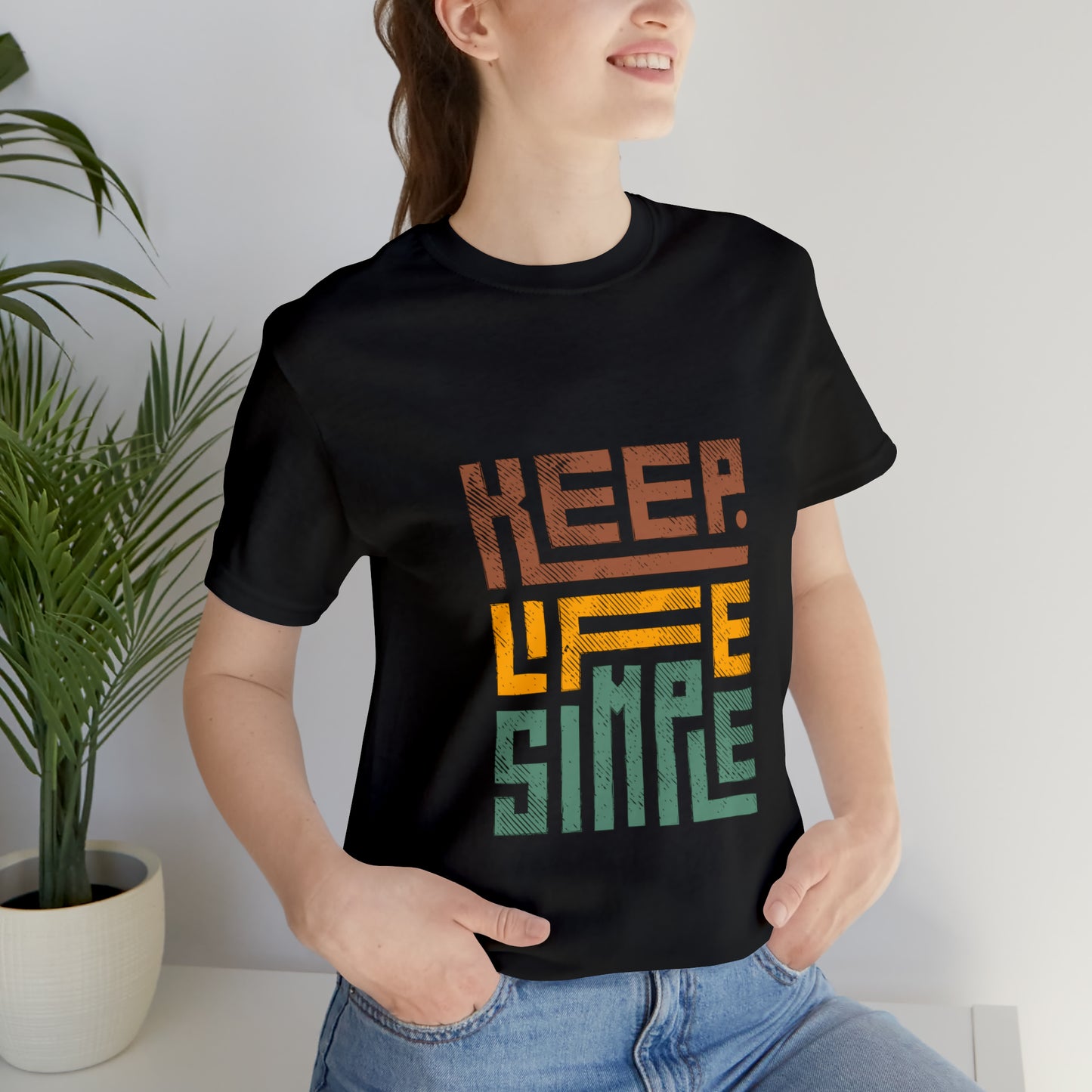 Keep Simple Cotton Blend Unisex Jersey Short Sleeve Tee Simple Shirt Gift
