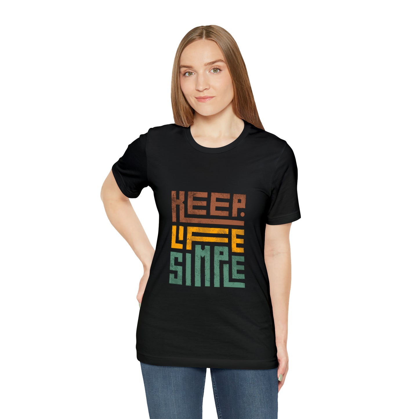 Keep Simple Cotton Blend Unisex Jersey Short Sleeve Tee Simple Shirt Gift