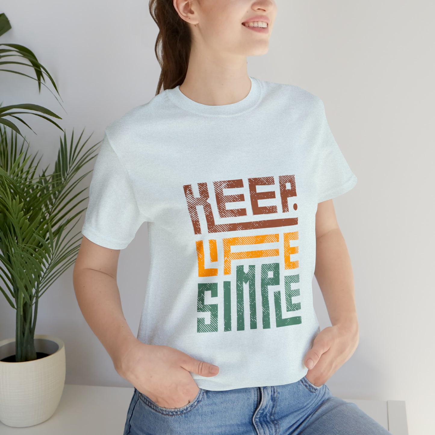 Keep Simple Cotton Blend Unisex Jersey Short Sleeve Tee Simple Shirt Gift