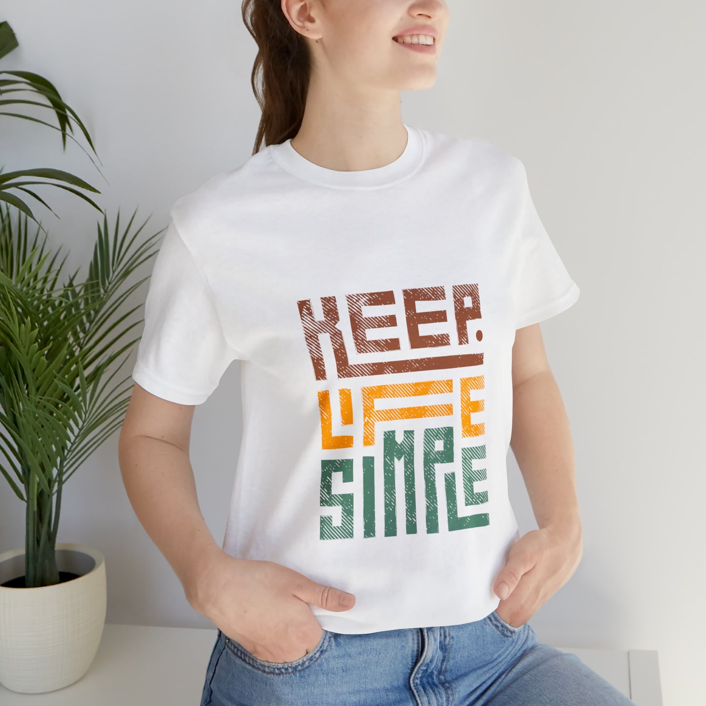 Keep Simple Cotton Blend Unisex Jersey Short Sleeve Tee Simple Shirt Gift