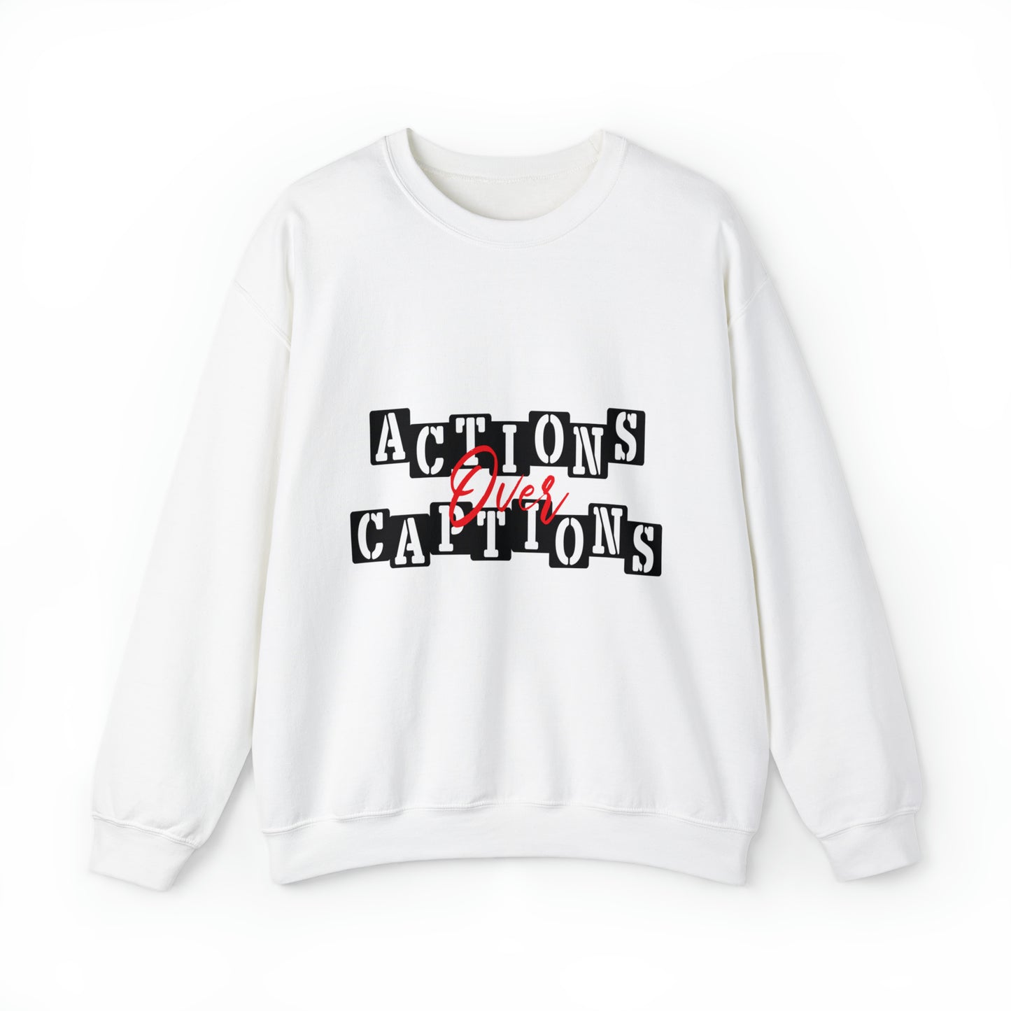 Action Over Captions Blend Unisex Heavy Blend Cotton Captions Crewneck Sweatshirt