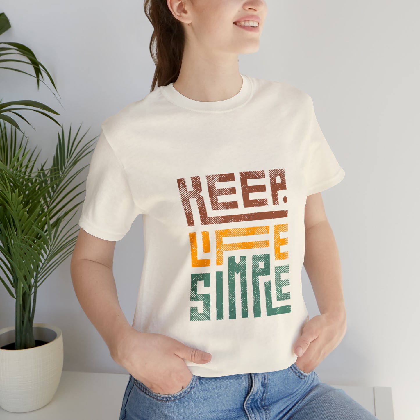 Keep Simple Cotton Blend Unisex Jersey Short Sleeve Tee Simple Shirt Gift