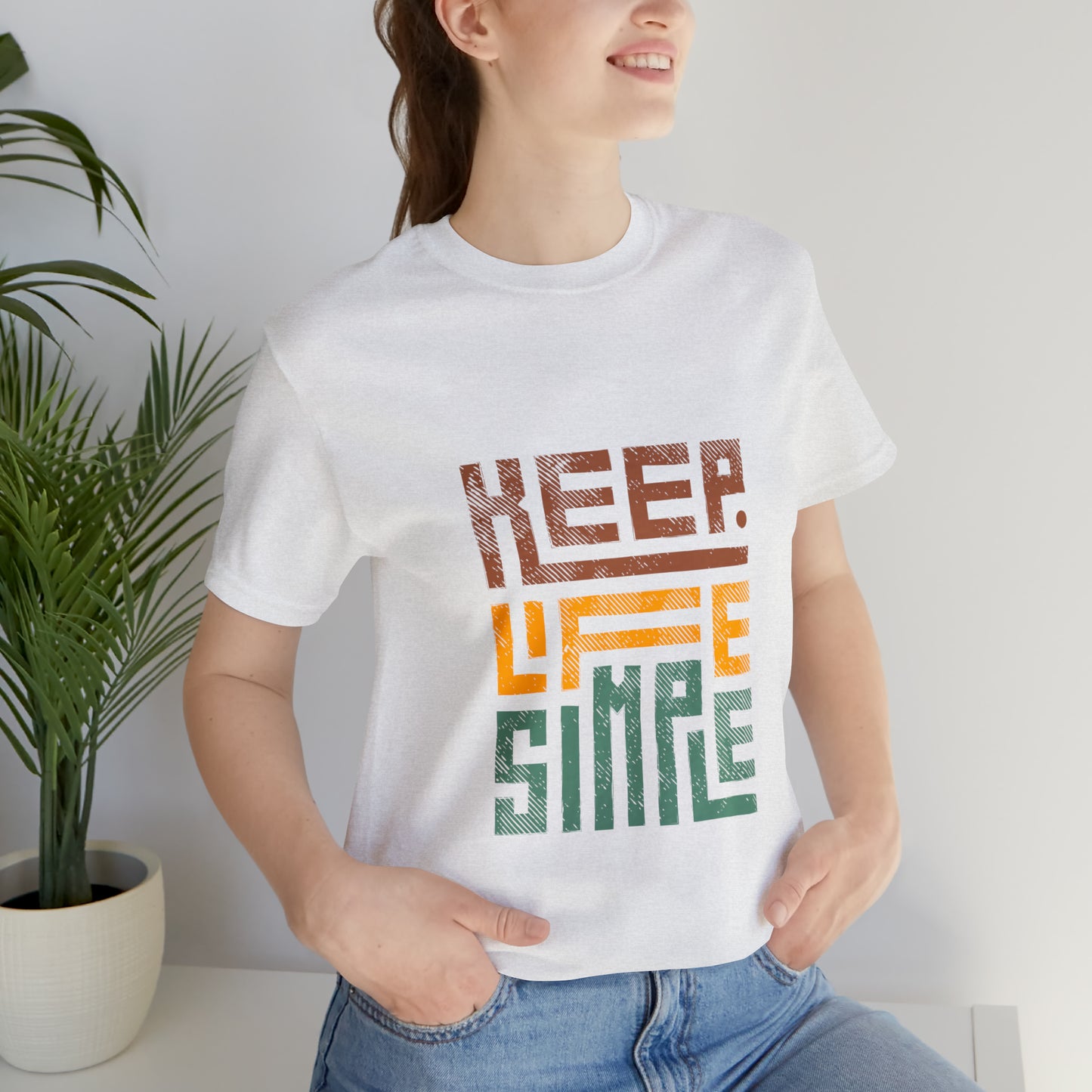 Keep Simple Cotton Blend Unisex Jersey Short Sleeve Tee Simple Shirt Gift