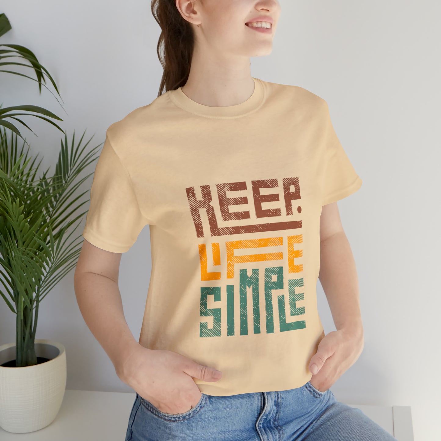 Keep Simple Cotton Blend Unisex Jersey Short Sleeve Tee Simple Shirt Gift