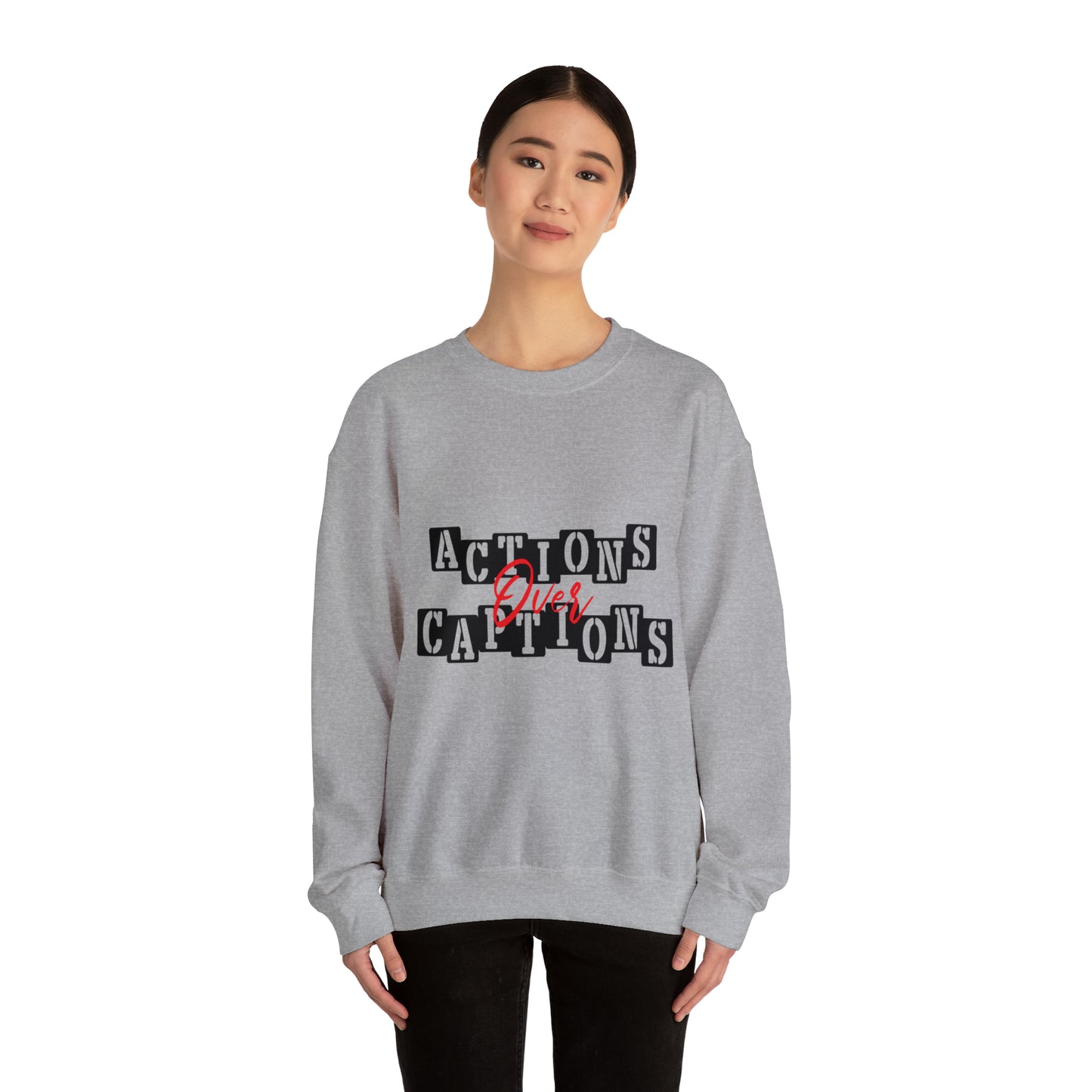 Action Over Captions Blend Unisex Heavy Blend Cotton Captions Crewneck Sweatshirt