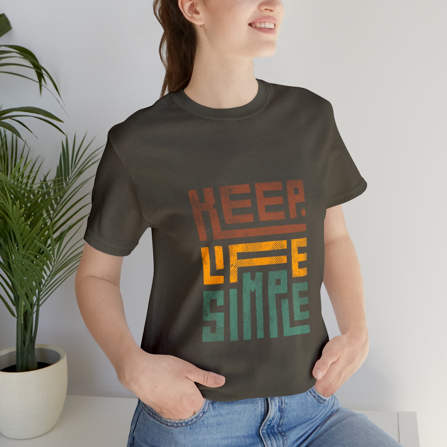 Keep Simple Cotton Blend Unisex Jersey Short Sleeve Tee Simple Shirt Gift
