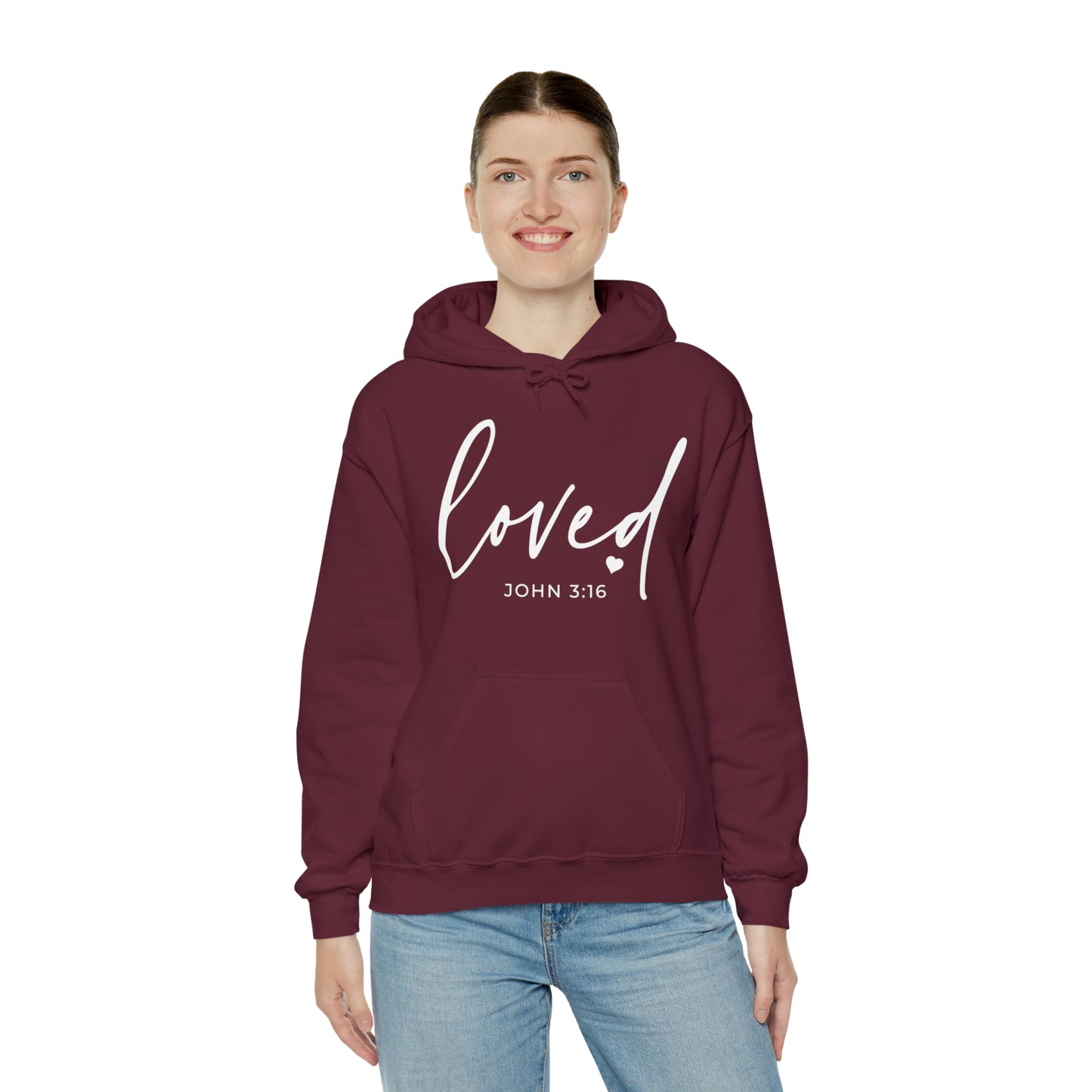 Loved Cotton Blend Unisex Heavy Blend Happiness Hooded Sweatshirt