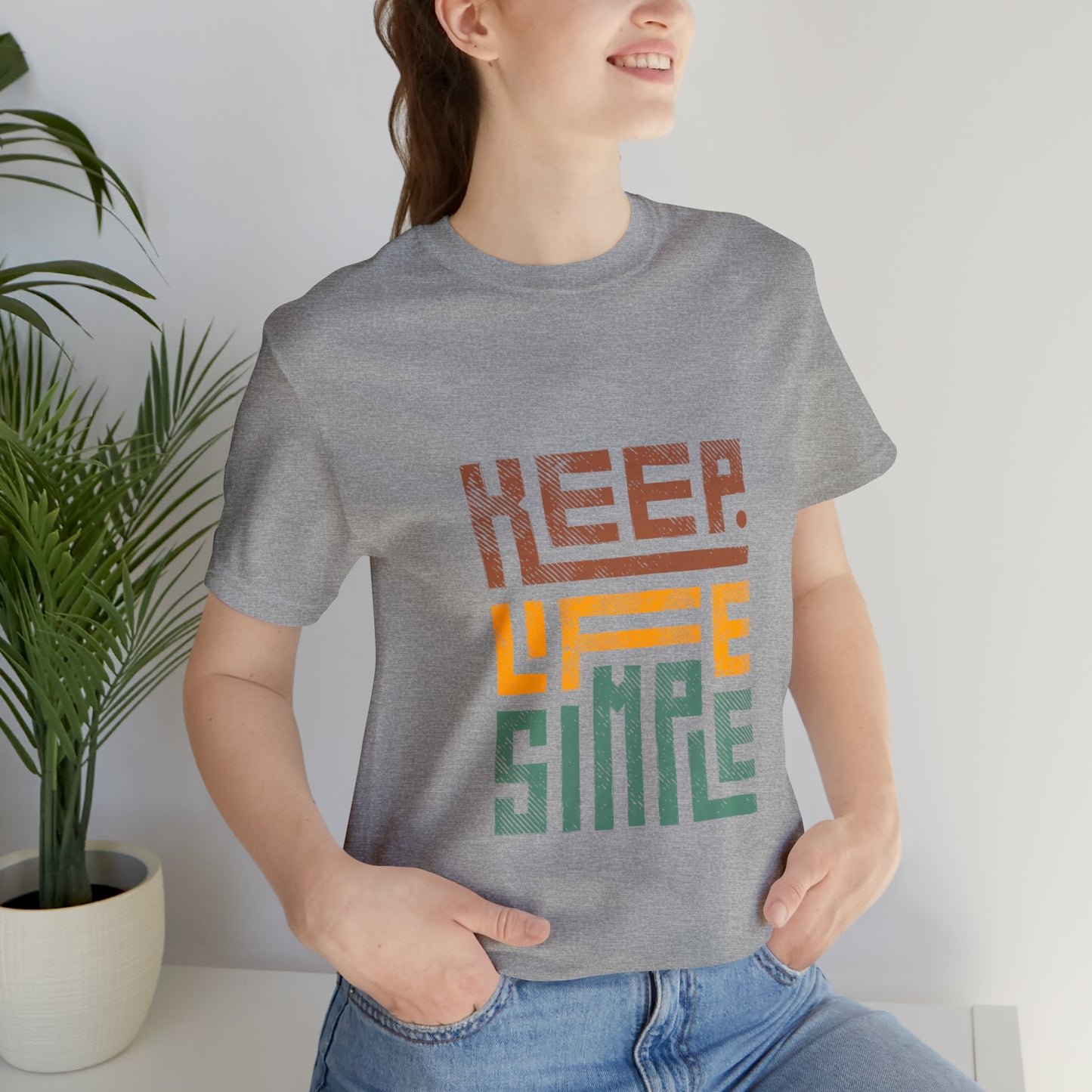 Keep Simple Cotton Blend Unisex Jersey Short Sleeve Tee Simple Shirt Gift