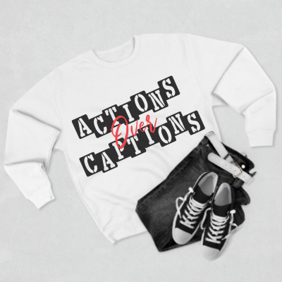 Action Over Captions Blend Unisex Heavy Blend Cotton Captions Crewneck Sweatshirt
