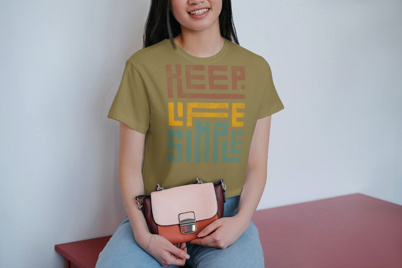 Keep Simple Cotton Blend Unisex Jersey Short Sleeve Tee Simple Shirt Gift