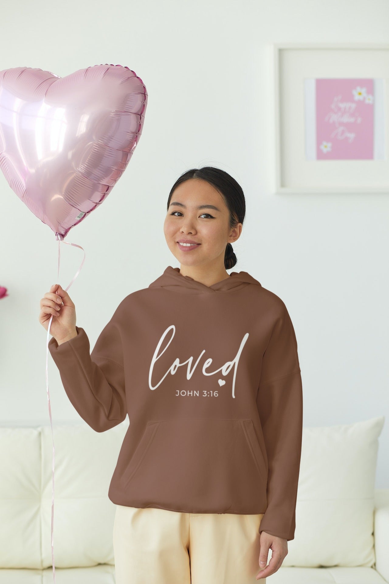 Loved Cotton Blend Unisex Heavy Blend Happiness Hooded Sweatshirt