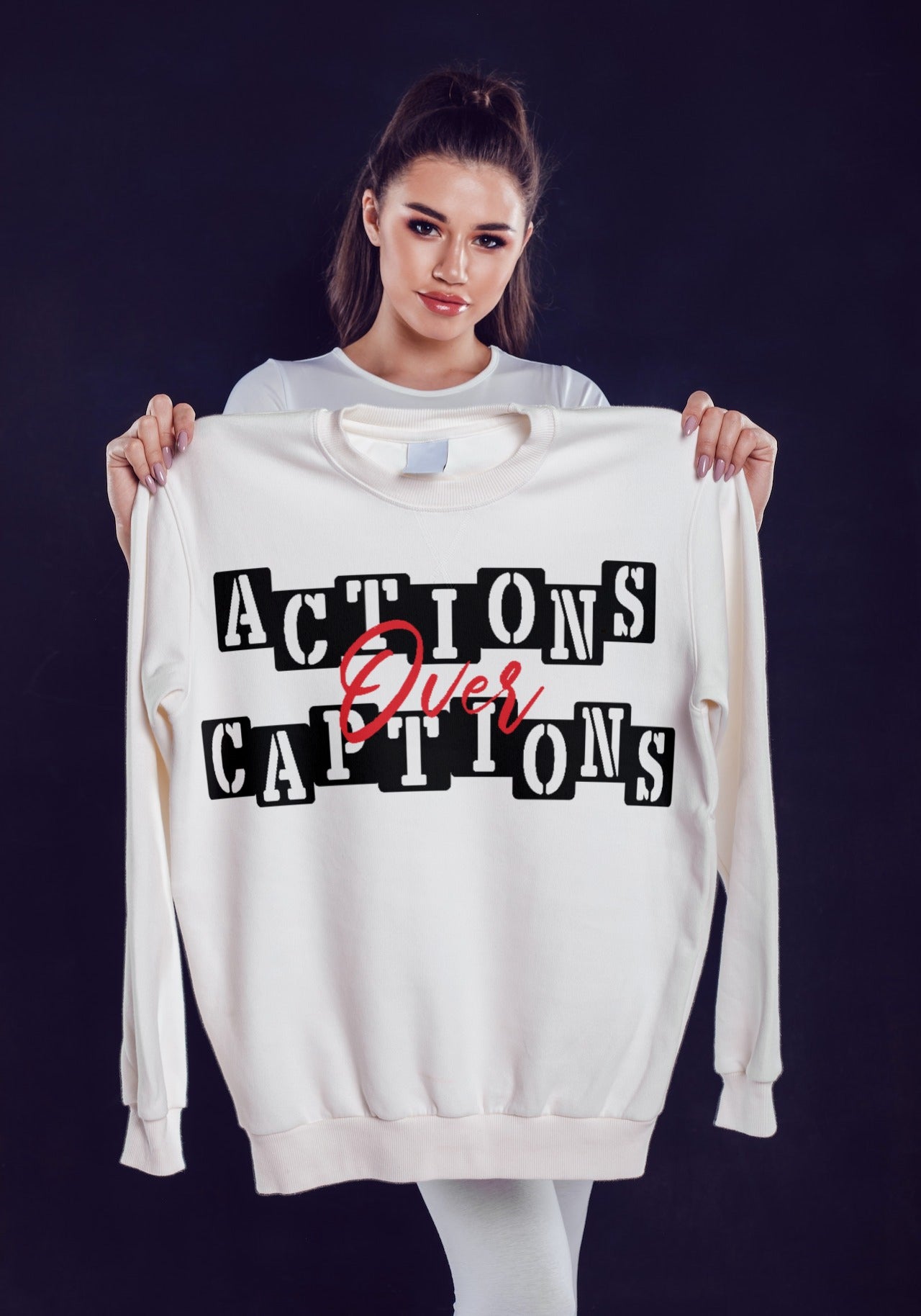 Action Over Captions Blend Unisex Heavy Blend Cotton Captions Crewneck Sweatshirt
